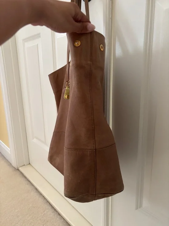 Miu Miu Tan Leather Double-Handle Tote with Front/Back Zip - Picture 7 of 16